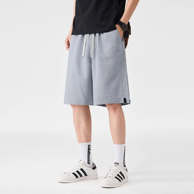 Simple and Fashion 2026 Summer New Ice Silk Casual Short Pant Men's Loose Versatile Elastic High-waisted Sports Five-point Pants