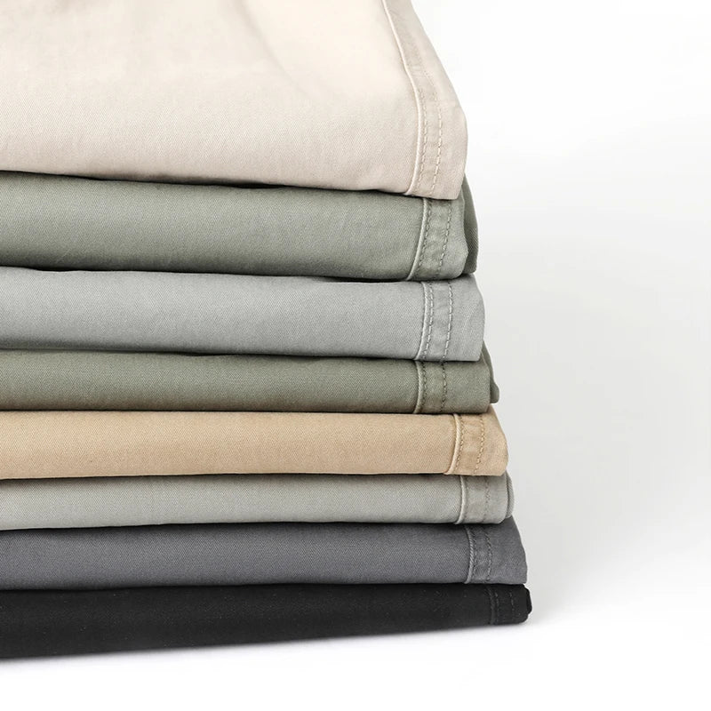8 Color 2026 New Spring Summer Men's Casual Pants 95%Cotton Breathable Solid Color Outing Outdoor Elastic Waist Trousers Male